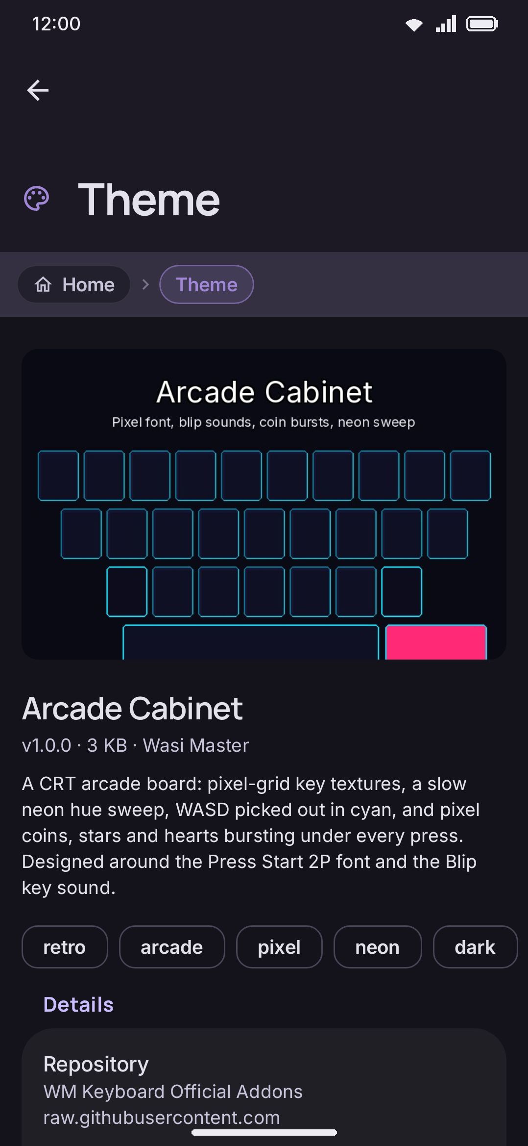 An addon's detail page: previews, description, licence, and the install action.