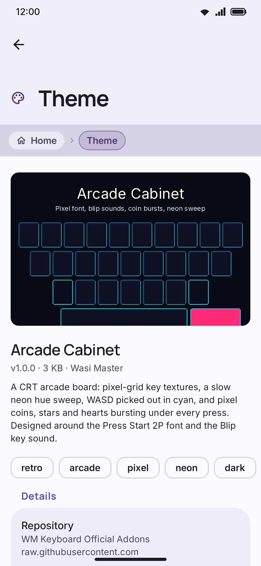 An addon's detail page: previews, description, licence, and the install action.