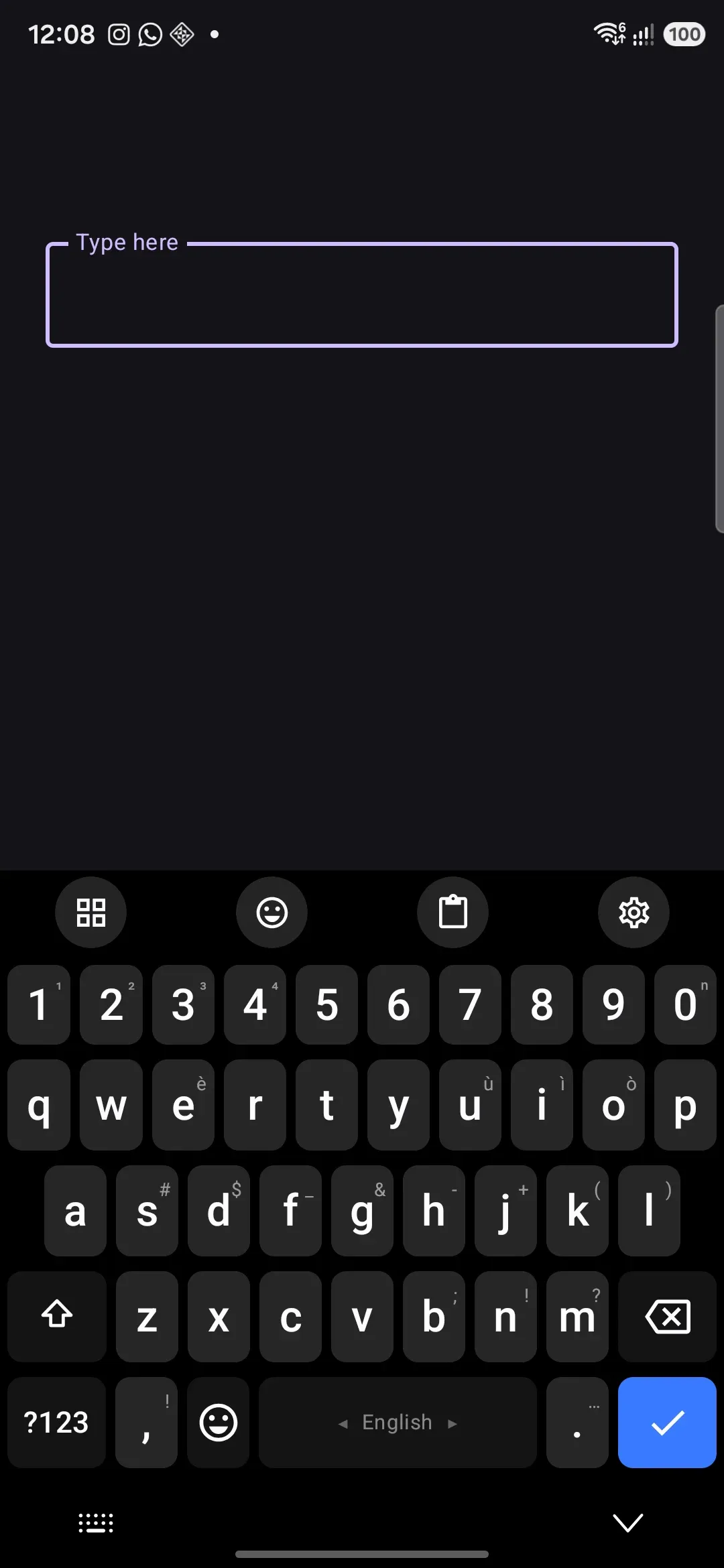 Mode set to Amoled: a true-black board under the Default theme.