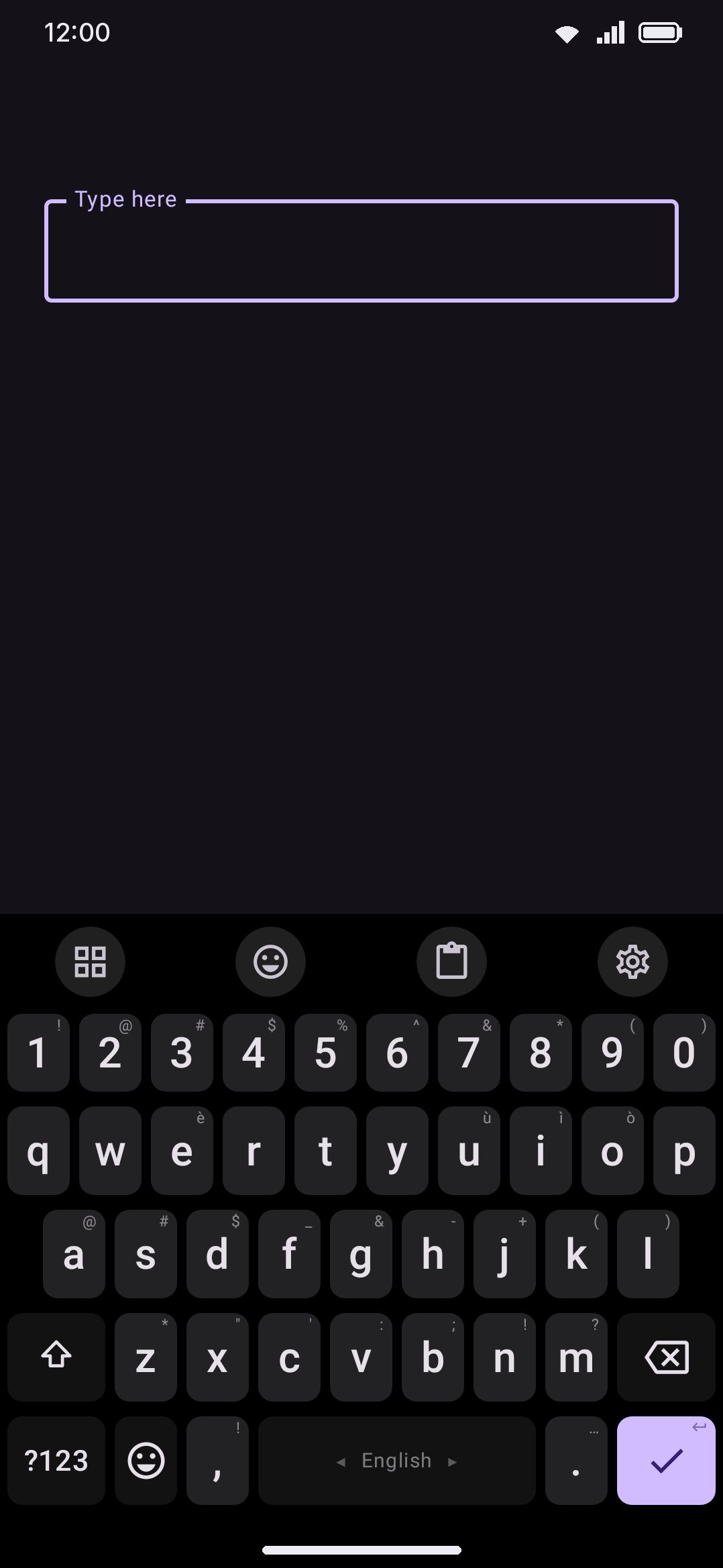 Mode set to AMOLED: a true-black board under the Default theme.