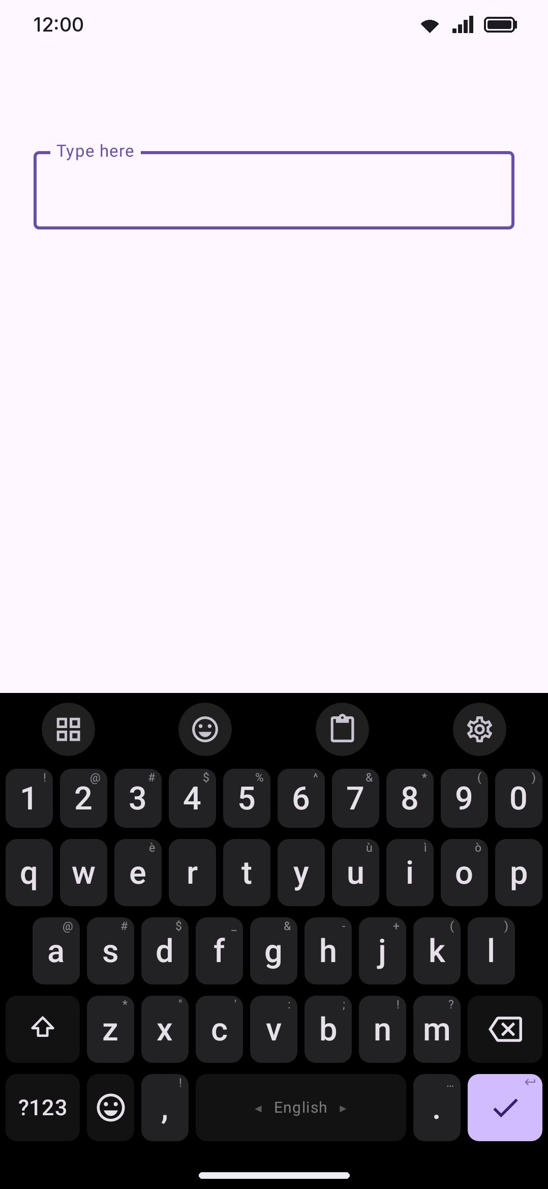 Mode set to AMOLED: a true-black board under the Default theme.