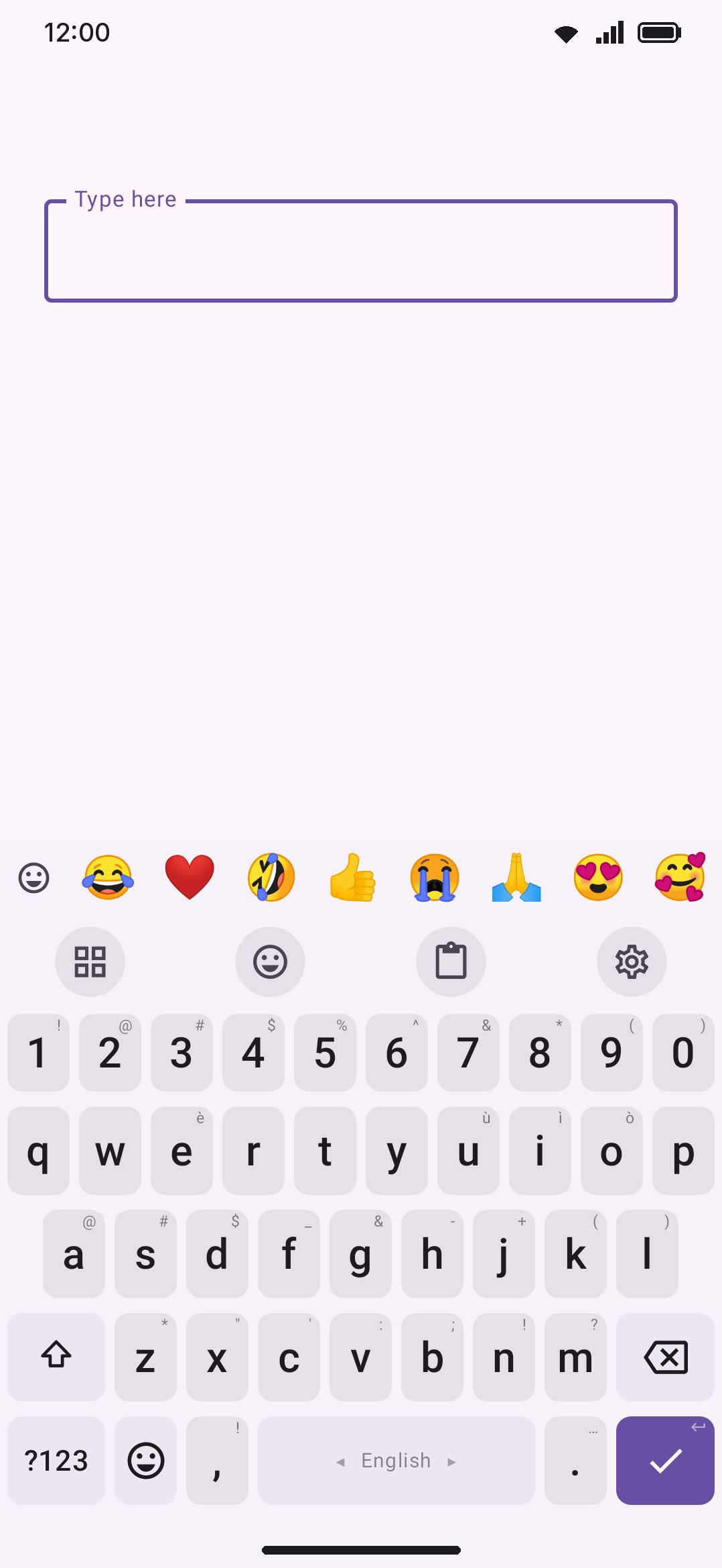 The emoji row in Own row mode, above the key rows.