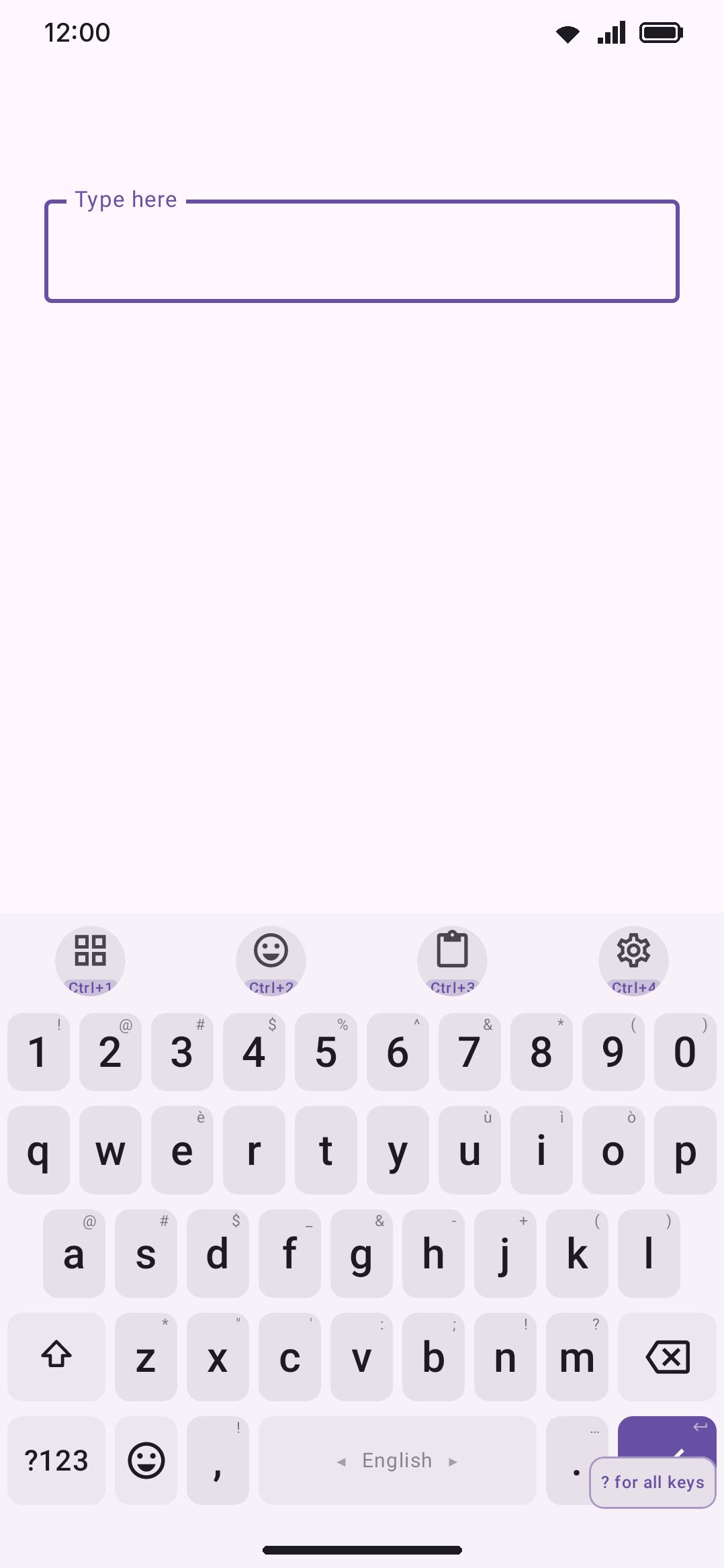 The tool-picker overlay after double-tapping Ctrl, showing the bound letters.