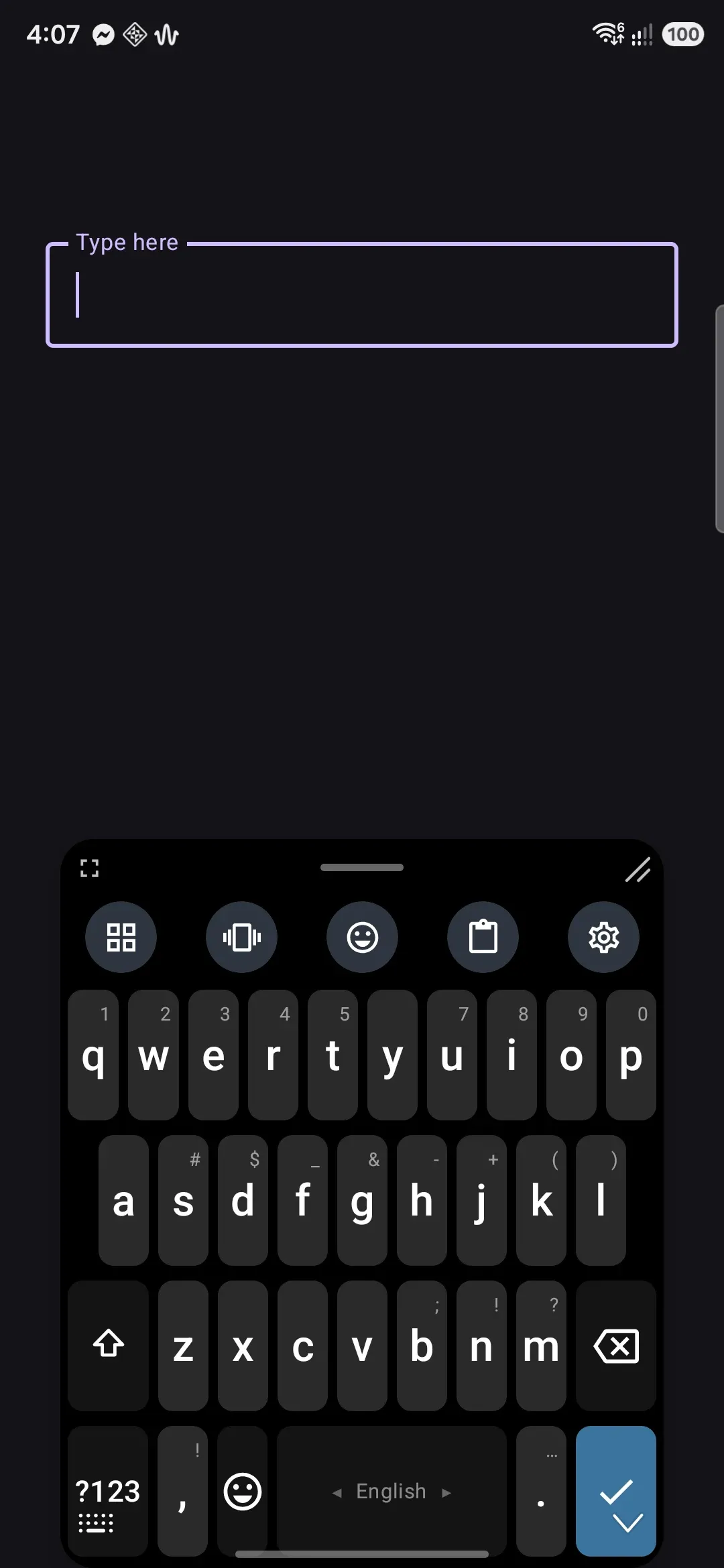 High contrast keys turned on: a flat board with maximum-contrast labels.