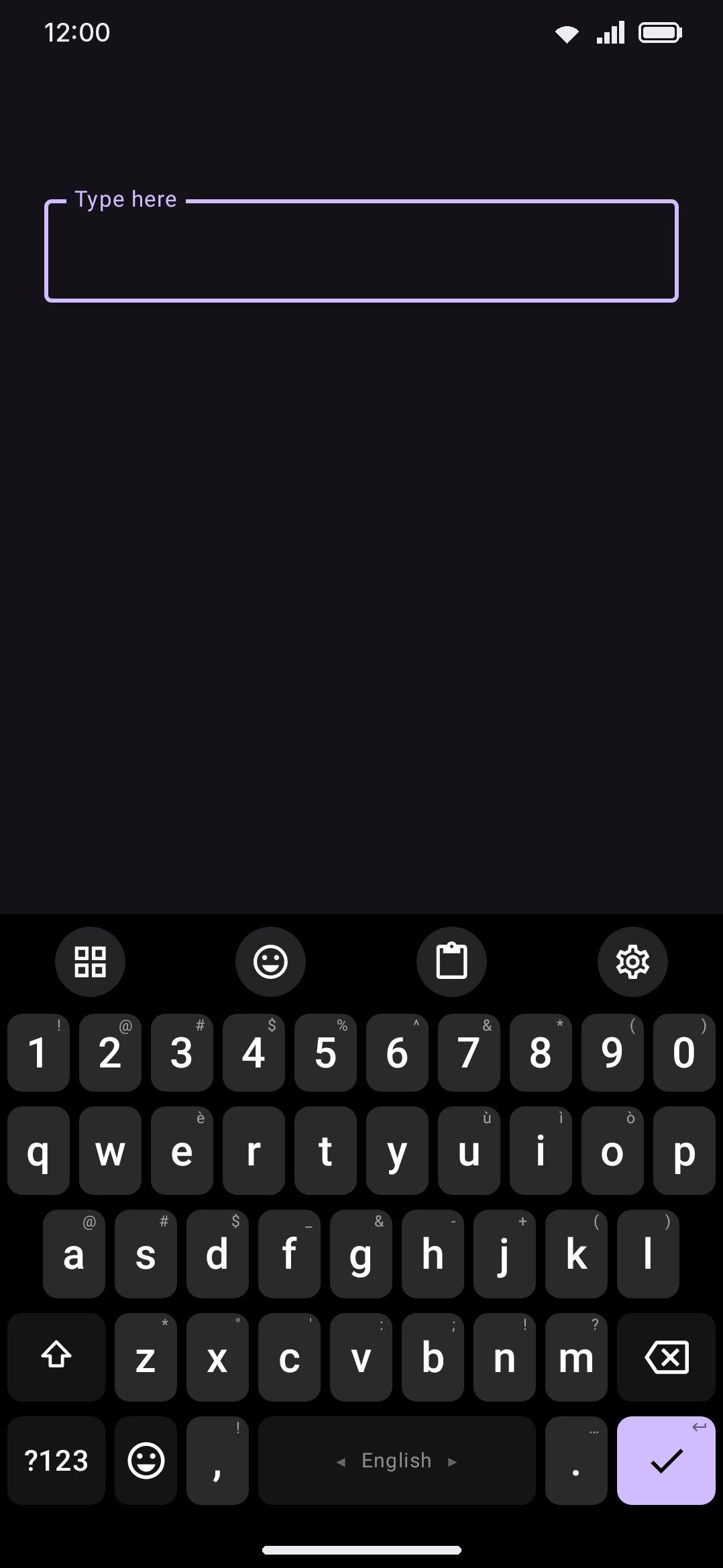 High contrast keys turned on: a flat board with maximum-contrast labels.