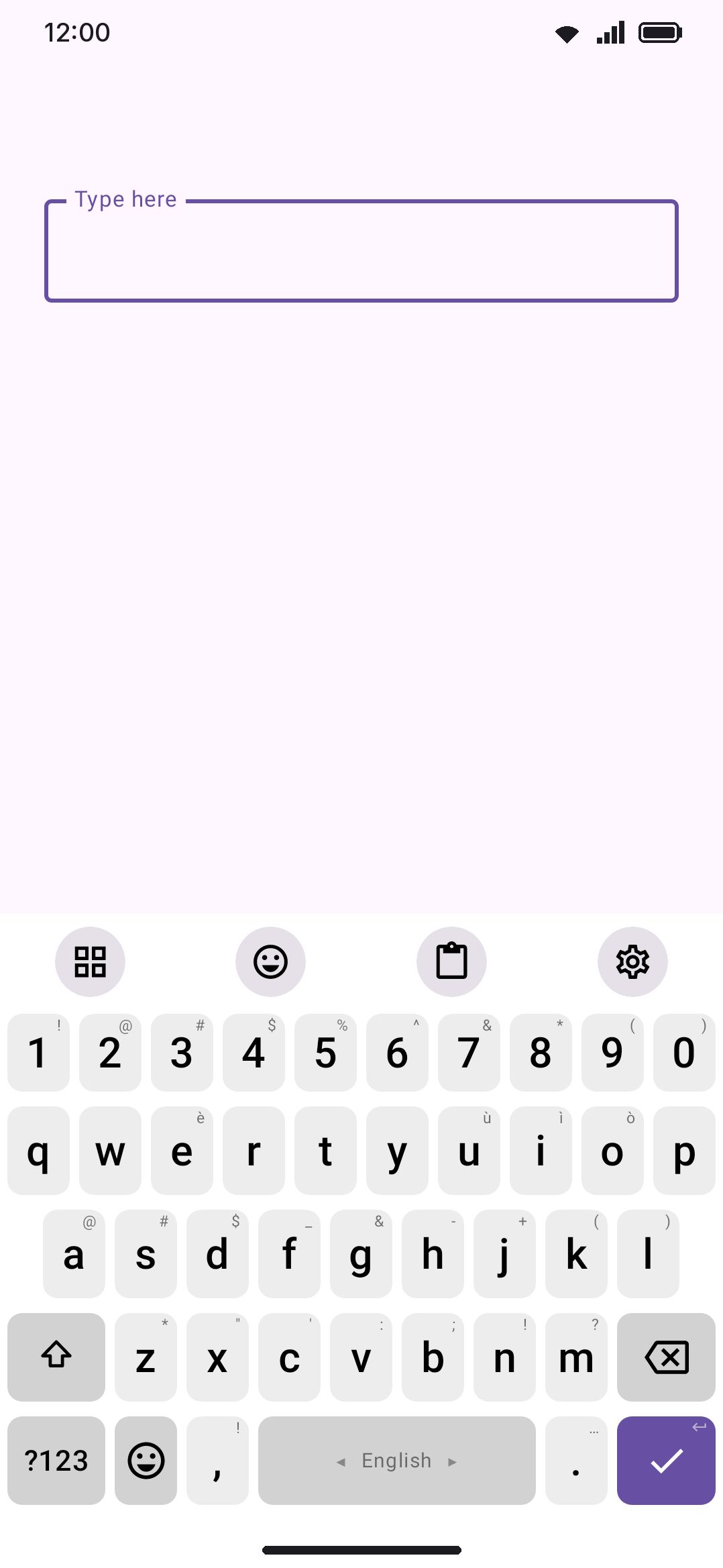 High contrast keys turned on: a flat board with maximum-contrast labels.
