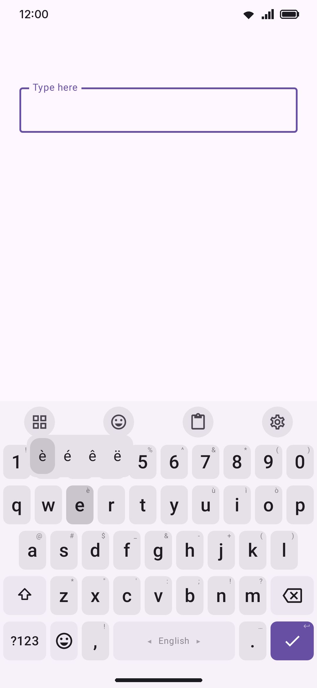 Holding a letter opens its accent and symbol alternates.