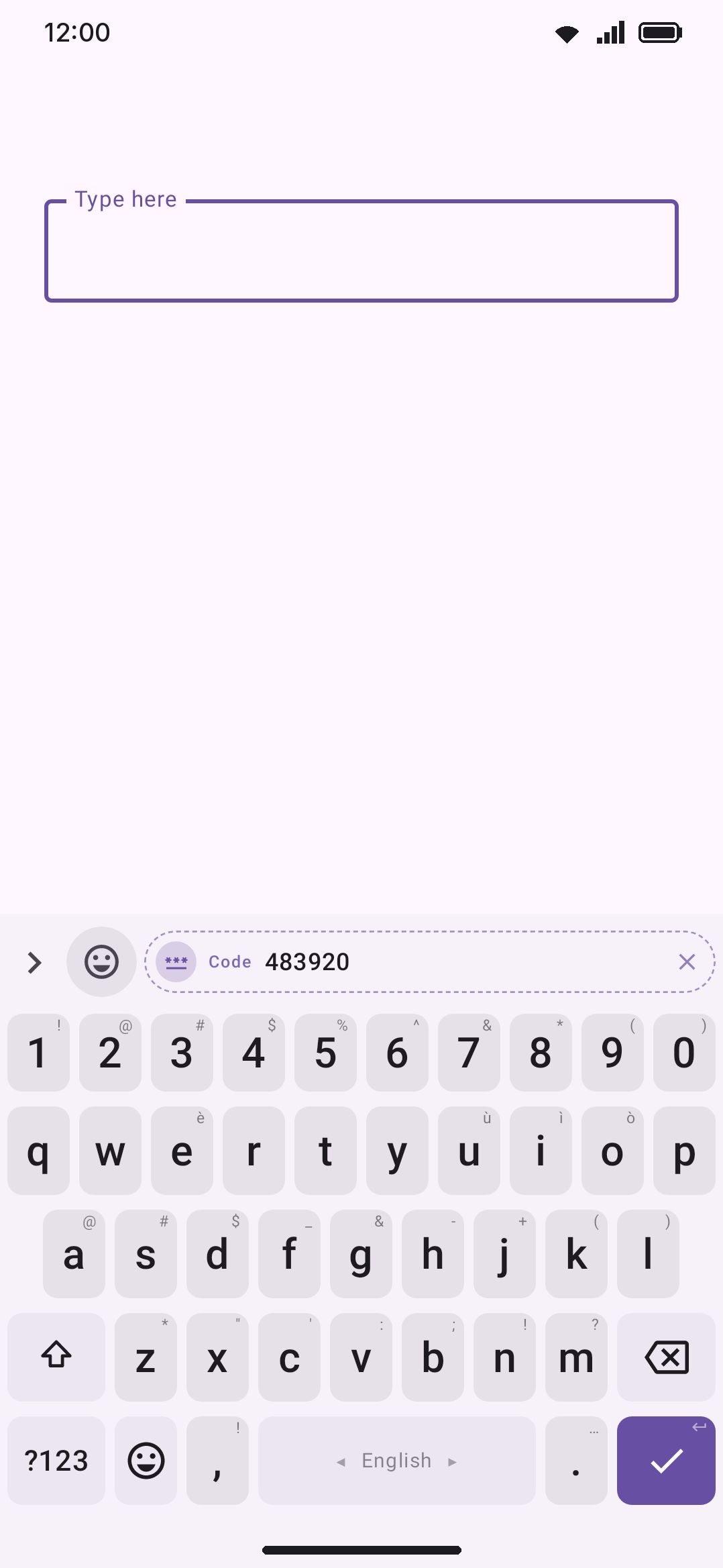 Copying a verification text offers just the code, not the whole message, right on the suggestion strip.