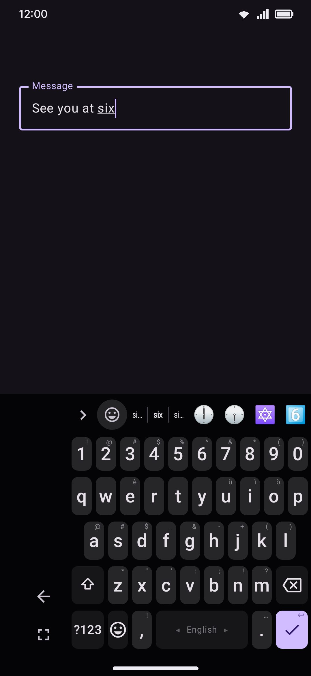One-handed mode docked to the right edge, with the flip and exit rail.