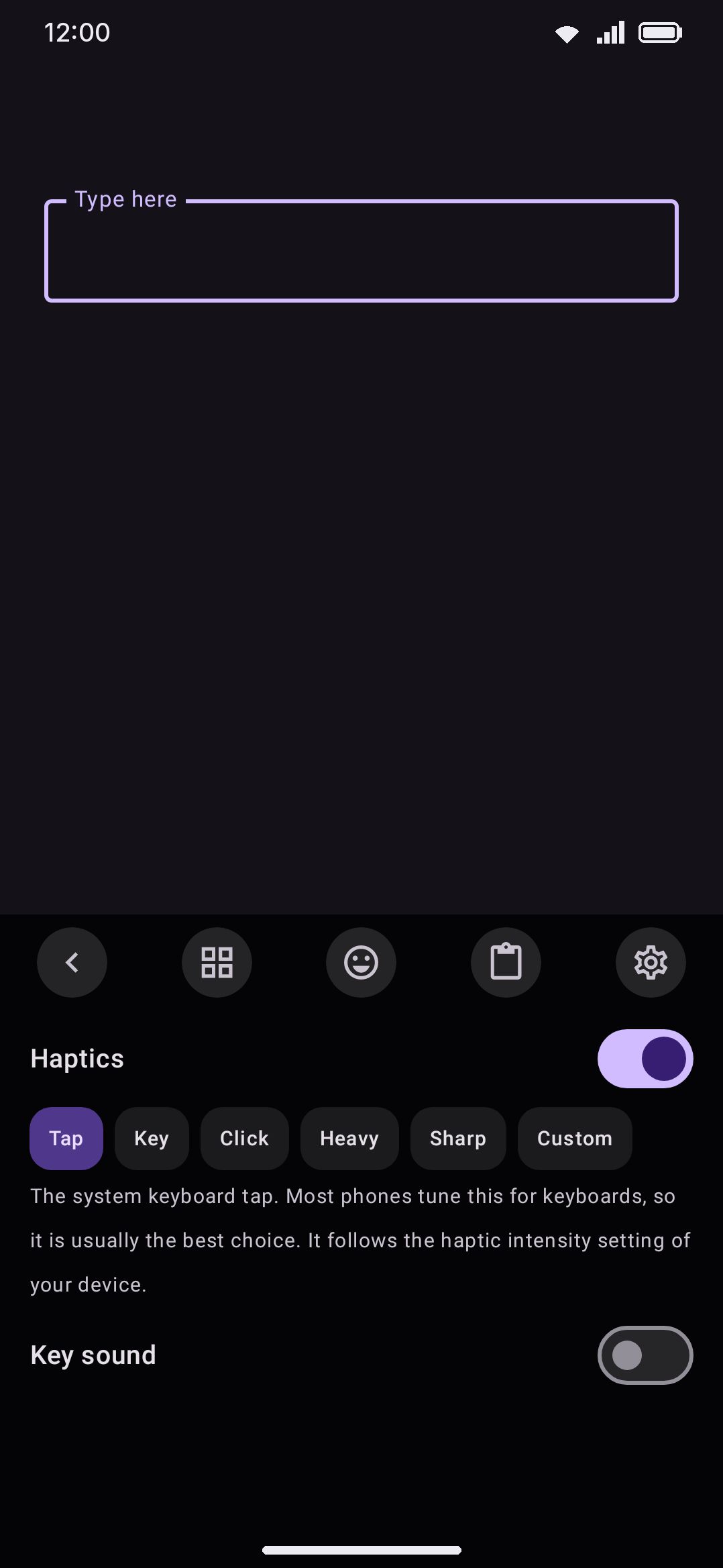The Sound & haptics toolbar panel, with the ringer warning banner shown.
