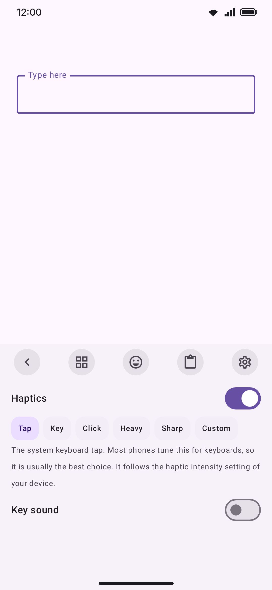 The Sound & haptics toolbar panel, with the ringer warning banner shown.