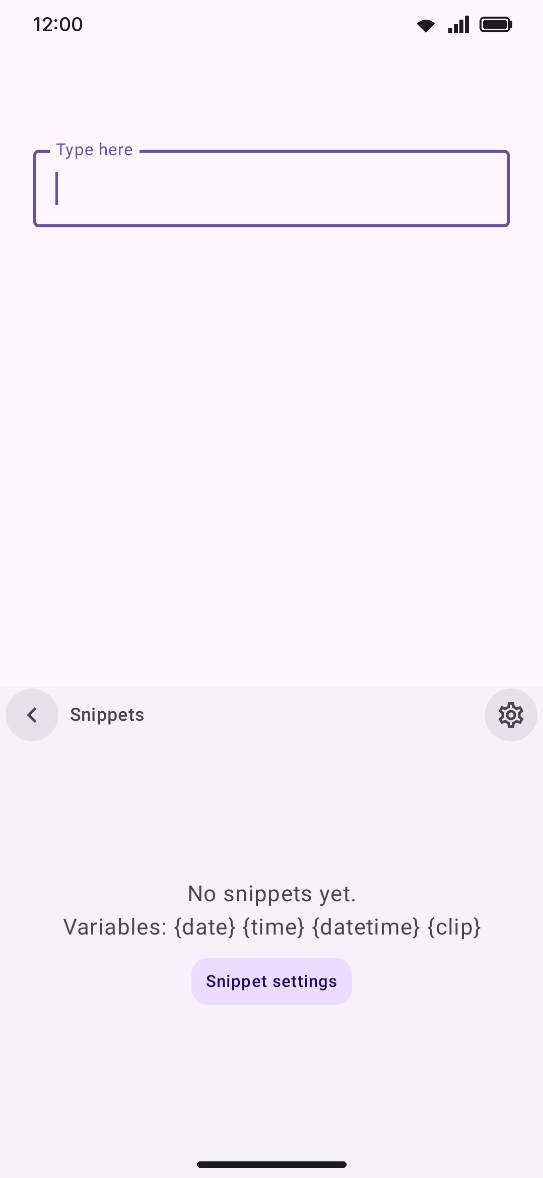 An open tool panel capturing input — the toolbox button has become a back arrow.