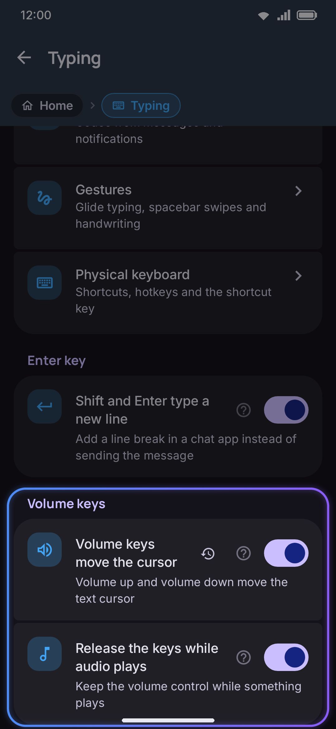 Volume cursor control and its media-aware release toggle.