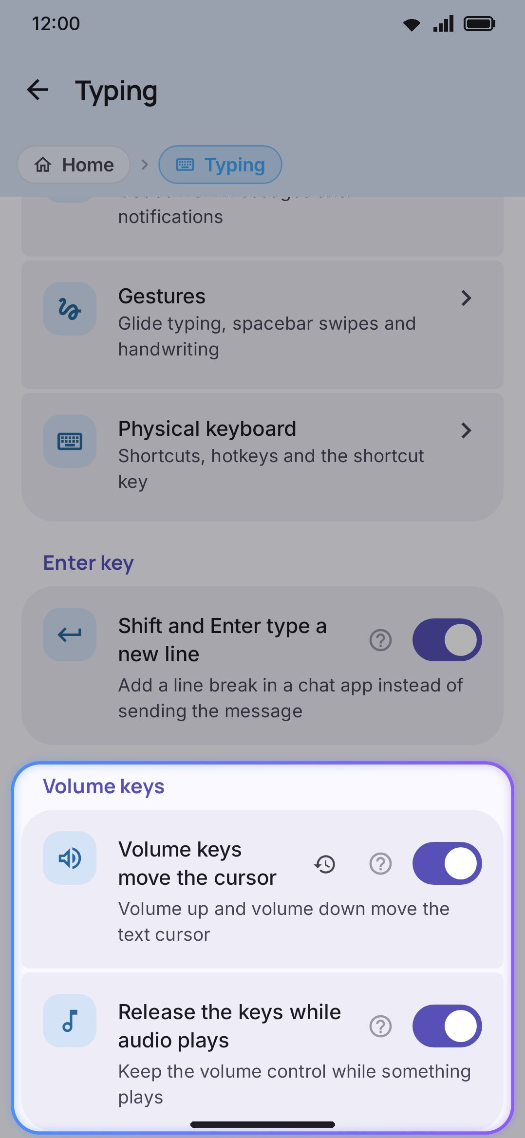 Volume cursor control and its media-aware release toggle.